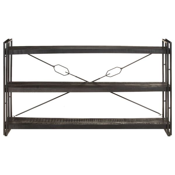 vidaXL Estantería de 3 niveles madera maciza mango negro 140x30x80 cm