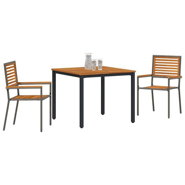 vidaXL Conjunto de Comedor de Jard&iacute;n 3 pcs Gris 90 x 90 x 75 cm