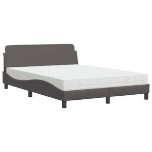 vidaXL Cama con colch&oacute;n Dover cuero sint&eacute;tico gris 140x190 cm