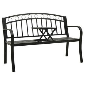 vidaXL Banco de jard&iacute;n con mesa acero negro 120 cm