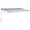 vidaXL Toldo autom&aacute;tico LED sensor de viento azul y blanco 500x350 cm