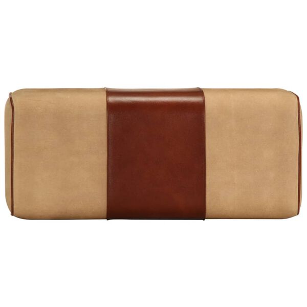 vidaXL Banco potro gimnasio cuero aut&eacute;ntico madera mango marr&oacute;n 58 cm