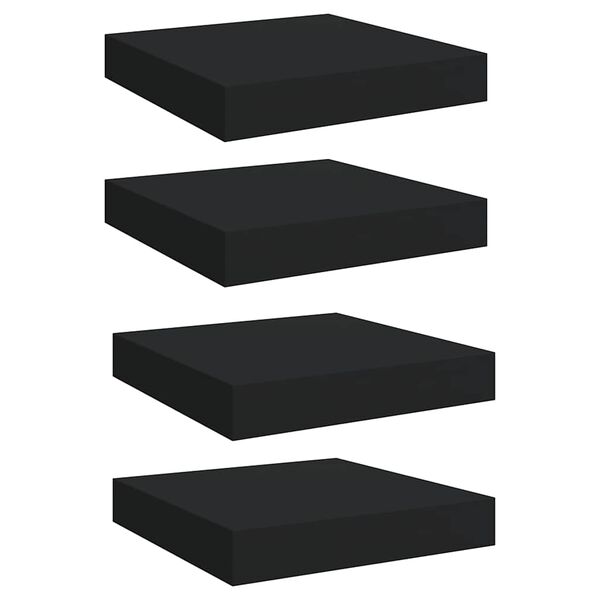 vidaXL Estantes flotantes de pared 4 uds MDF negro 23x23,5x3,8 cm