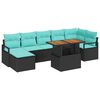 vidaXL Conjunto de Comedor de Jard&iacute;n 8 pcs Negro y Verde Azulado