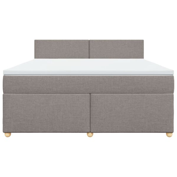 vidaXL Cama box spring con colch&oacute;n tela gris taupe 180x200 cm