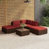 vidaXL Set muebles de jard&iacute;n 6 piezas y cojines rat&aacute;n sint&eacute;tico marr&oacute;n