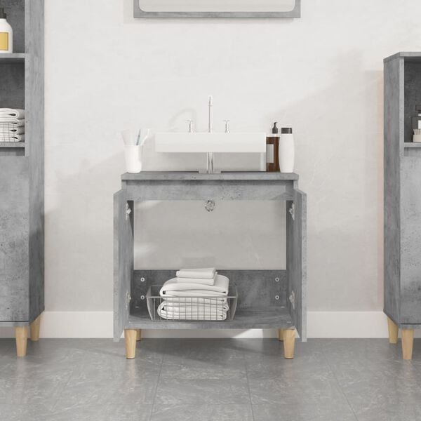vidaXL Armario de lavabo madera contrachapada gris hormigón 58x33x60cm