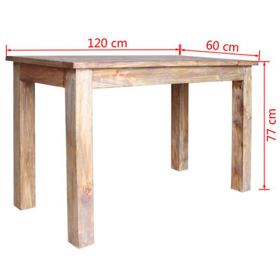 vidaXL Mesa de comedor de madera maciza reciclada 120x60x77 cm