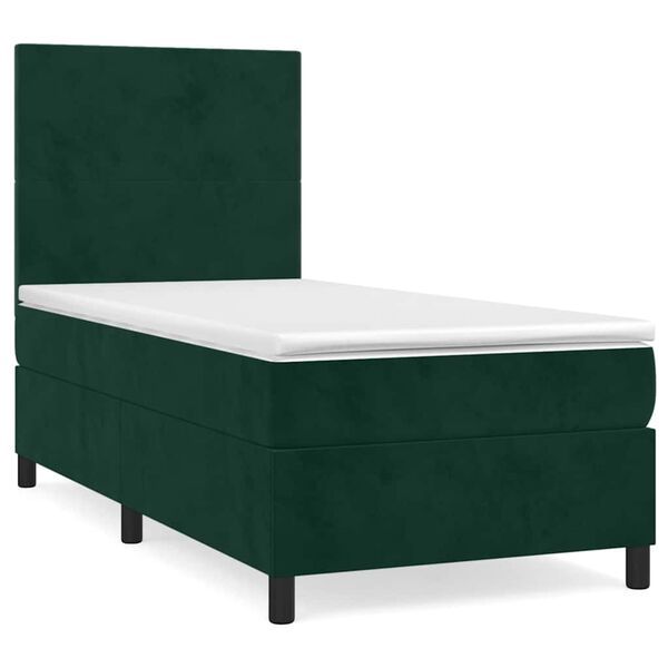vidaXL Cama box spring con colch&oacute;n terciopelo verde oscuro 80x200 cm