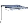 vidaXL Toldo manual retr&aacute;ctil con LED azul y blanco 350x250 cm