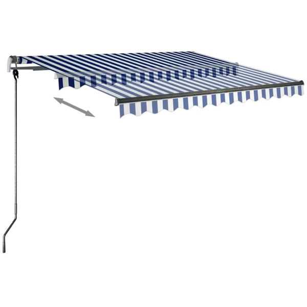 vidaXL Toldo manual retr&aacute;ctil con LED azul y blanco 350x250 cm