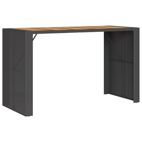 vidaXL Mesa alta jard&iacute;n superficie madera rat&aacute;n PE negro 185x80x110 cm