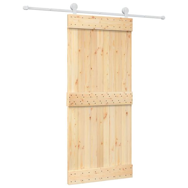 vidaXL Puerta corredera con herrajes madera maciza de pino 90x210 cm