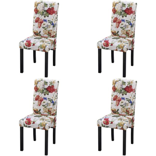 vidaXL Sillas de comedor 4 unidades tela multicolor