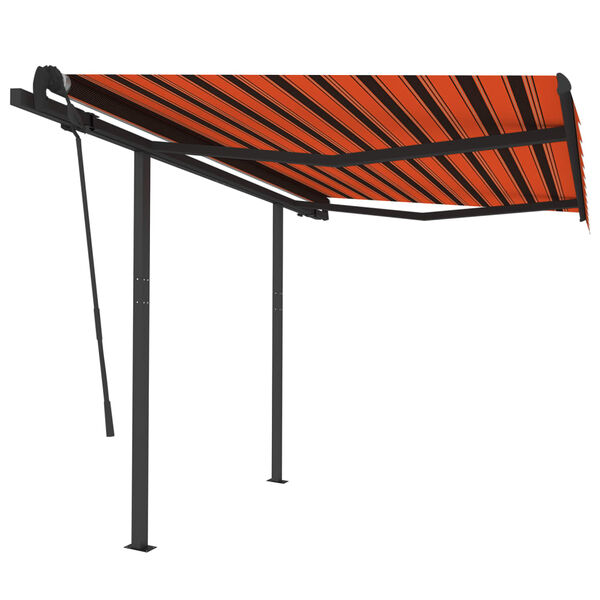 vidaXL Toldo retr&aacute;ctil autom&aacute;tico con postes naranja y marr&oacute;n 3,5x2,5m