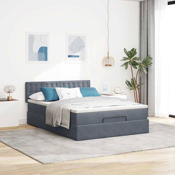 vidaXL Estructura cama otomana colch&oacute;n terciopelo gris oscuro