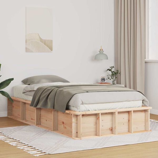 vidaXL Estructura de cama Marr&oacute;n 90 x 190 cm Madera de pino macizo