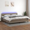 vidaXL Cama box spring colch&oacute;n y luces LED tela gris taupe 200x200 cm