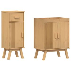 vidaXL Juego de muebles de ba&ntilde;o 2 pcs Marr&oacute;n Madera maciza de Pino