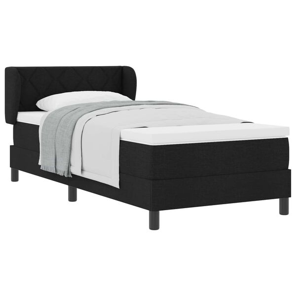 vidaXL Cama tipo Box Spring con colch&oacute;n Negro 90 x 190 cm tela