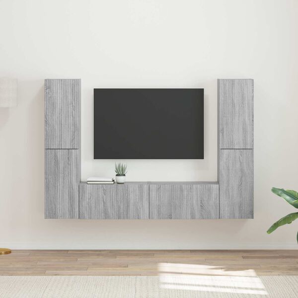 vidaXL Conjunto de mueble de TV 6 pcs Gris Sonoma Madera de ingenier&iacute;a
