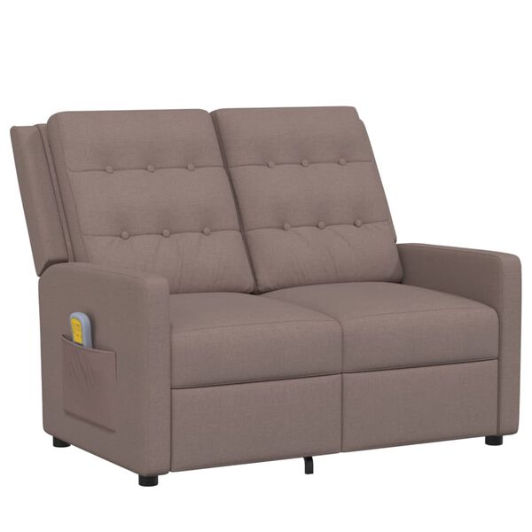 vidaXL Sill&oacute;n reclinable de masaje de 2 plazas tela taupe
