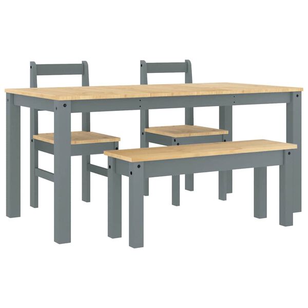 vidaXL Juego de comedor Panama 4 pzas madera maciza de pino gris