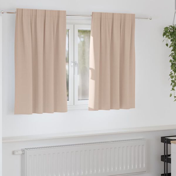 vidaXL Cortinas Opacas con Anillas 2 pcs Taup&eacute; 140 x 140 cm Poli&eacute;ster