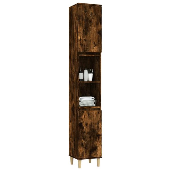 vidaXL Armario de baño madera contrachapada roble ahumado 30x30x190 cm