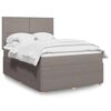 vidaXL Cama box spring con colch&oacute;n tela gris taupe 140x200 cm