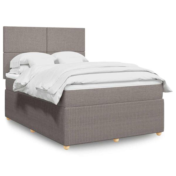 vidaXL Cama box spring con colch&oacute;n tela gris taupe 140x200 cm
