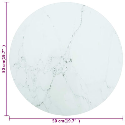 vidaXL Tablero de mesa diseño mármol vidrio templado blanco Ø50x0,8 cm