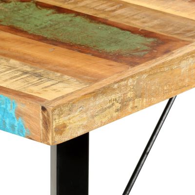 vidaXL Muebles de bar 9 pzas madera maciza reciclada cuero real lona