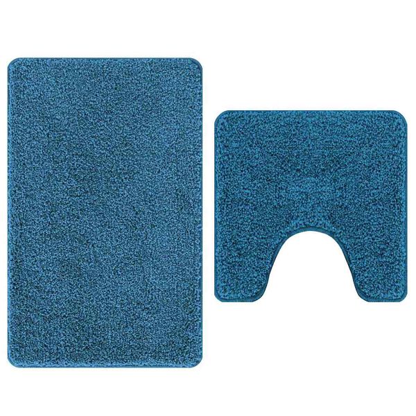 vidaXL Conjunto de alfombra de ba&ntilde;o antideslizante 2 pcs Azul PP