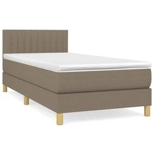 vidaXL Cama box spring con colch&oacute;n tela gris taupe 80x200 cm