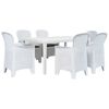 vidaXL Set de muebles de jard&iacute;n 7 pzas pl&aacute;stico blanco aspecto rat&aacute;n