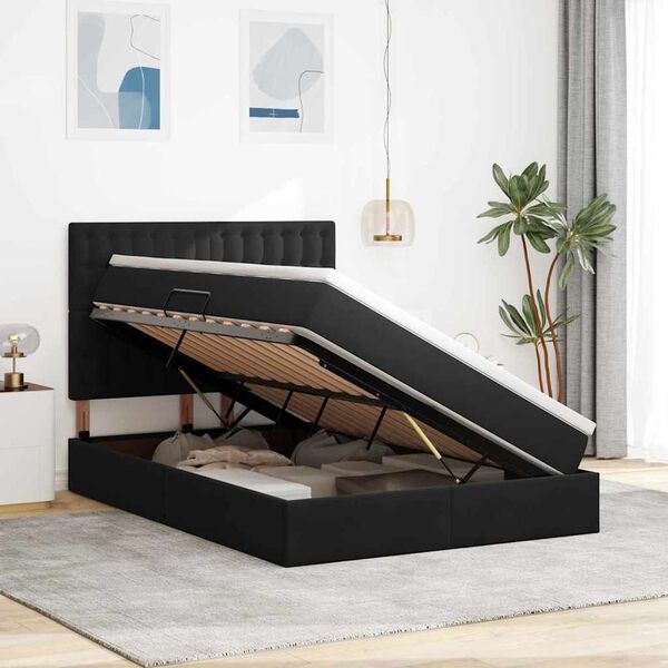 vidaXL Cama con almacenamiento y LED Negro 140 x 190 cm Terciopelo
