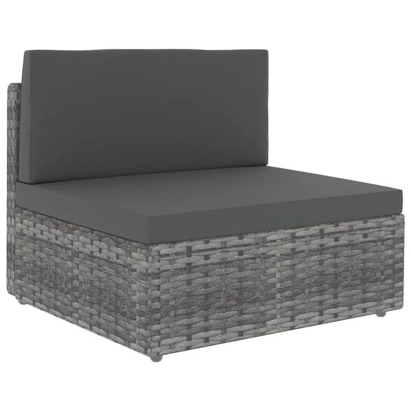 vidaXL Juego muebles de jard&iacute;n 6 pzas y cojines rat&aacute;n sint&eacute;tico gris