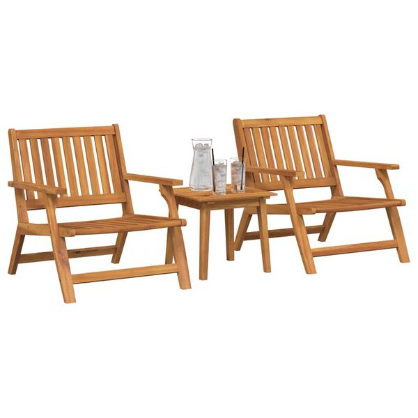 vidaXL Silla de Jard&iacute;n 3 pcs Marr&oacute;n Madera de Acacia S&oacute;lida