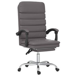 vidaXL Sill&oacute;n de oficina reclinable con masaje, de piel sint&eacute;tica gris