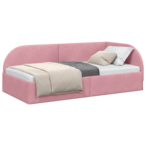vidaXL Estructura de cama en esquina con cabecera Rosa 80 cm x 200 cm