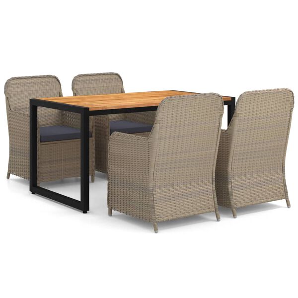 vidaXL Juego de comedor para jard&iacute;n 5 piezas marr&oacute;n