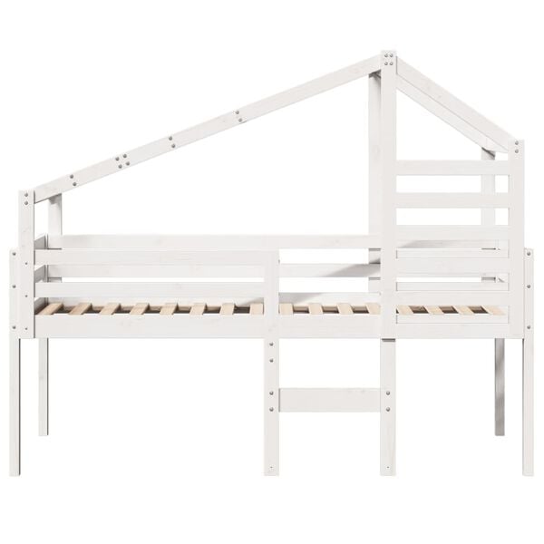 vidaXL Cama alta con techo blanca madera maciza pino blanca 90x200 cm