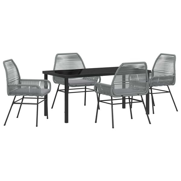 vidaXL Conjunto de Comedor de Jard&iacute;n 5 pcs Gris rat&aacute;n sint&eacute;tico