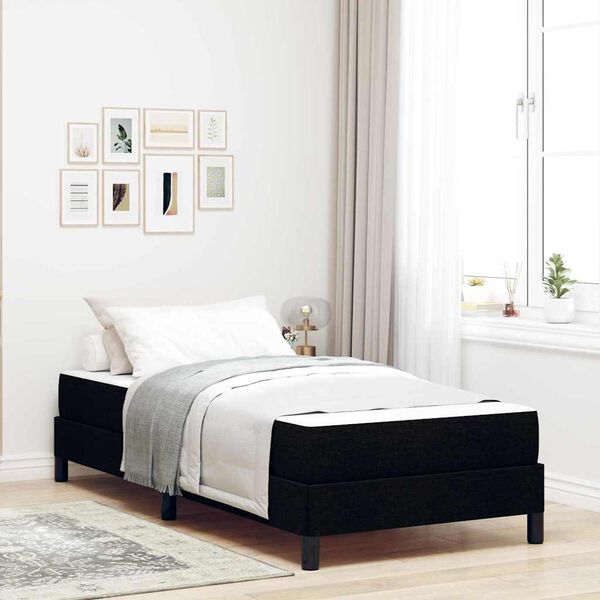vidaXL Cama tipo Box Spring con colch&oacute;n Negro 100 x 200 cm tela