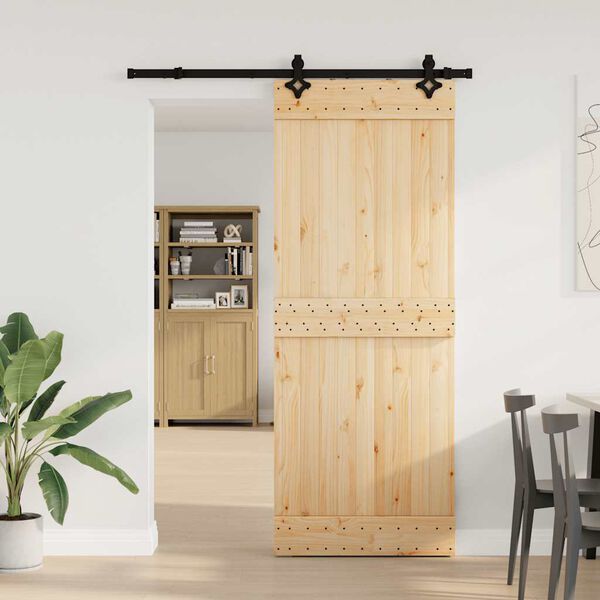 vidaXL Puerta corredera con herrajes madera maciza de pino 80x210 cm