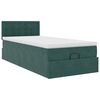 vidaXL Cama otomana con colch&oacute;n y LED terciopelo verde oscuro 90x200cm