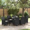 vidaXL Conjunto de Comedor de Jard&iacute;n 7 pcs Negro rat&aacute;n sint&eacute;tico