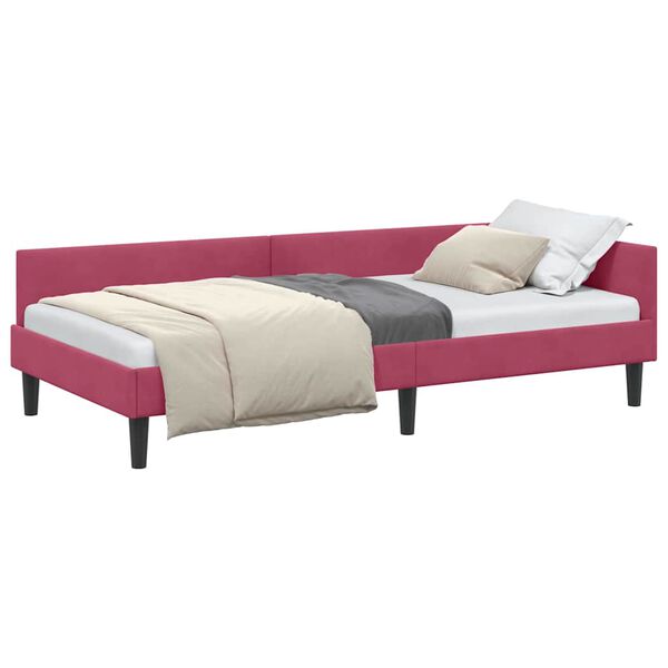 vidaXL Estructura de cama en esquina Rojo vino 100 cm x 200 cm