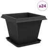vidaXL Macetas 24 pcs Negro 38 x 38 x 30 cm Pl&aacute;stico